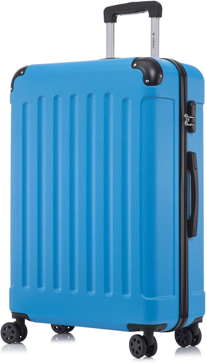 YONSLY Handbagage Koffer - 76 x 49 x 29 cm - 98 L - Cijferslot - 360° Draaibare Wielen - Grote Trolley - Blauw