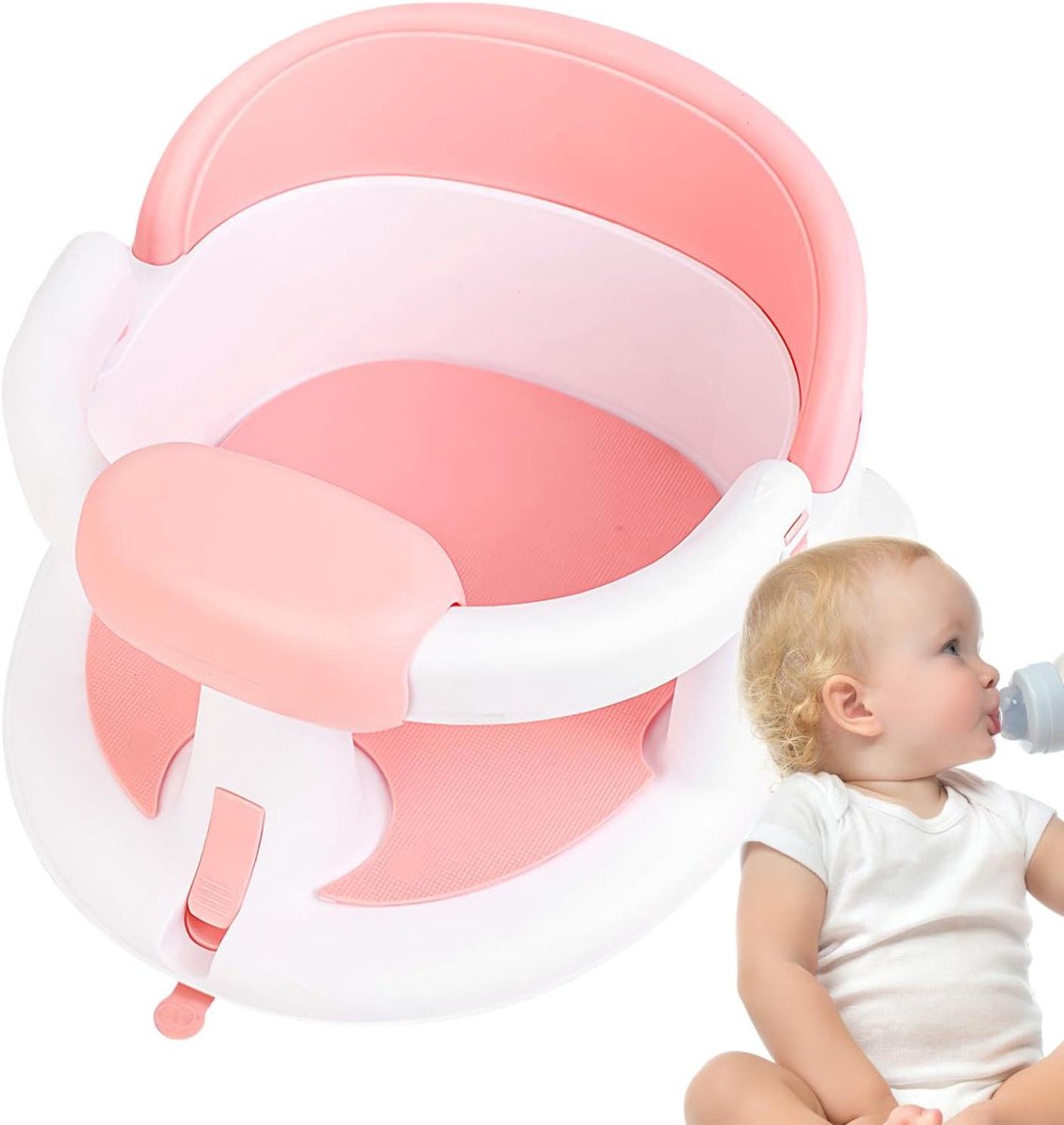 Babybadstoel - Badzitje Baby - Veilig Baden - Niet-slip Zuignappen - 365x205x19 cm - Grijs