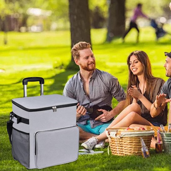 Rollende Koelbox - Koeltas Trolley - Outdoor Picknicks - Waterdichte Isolatie - 35 Liter Capaciteit - Grijs van Merkloos — afbeelding 2