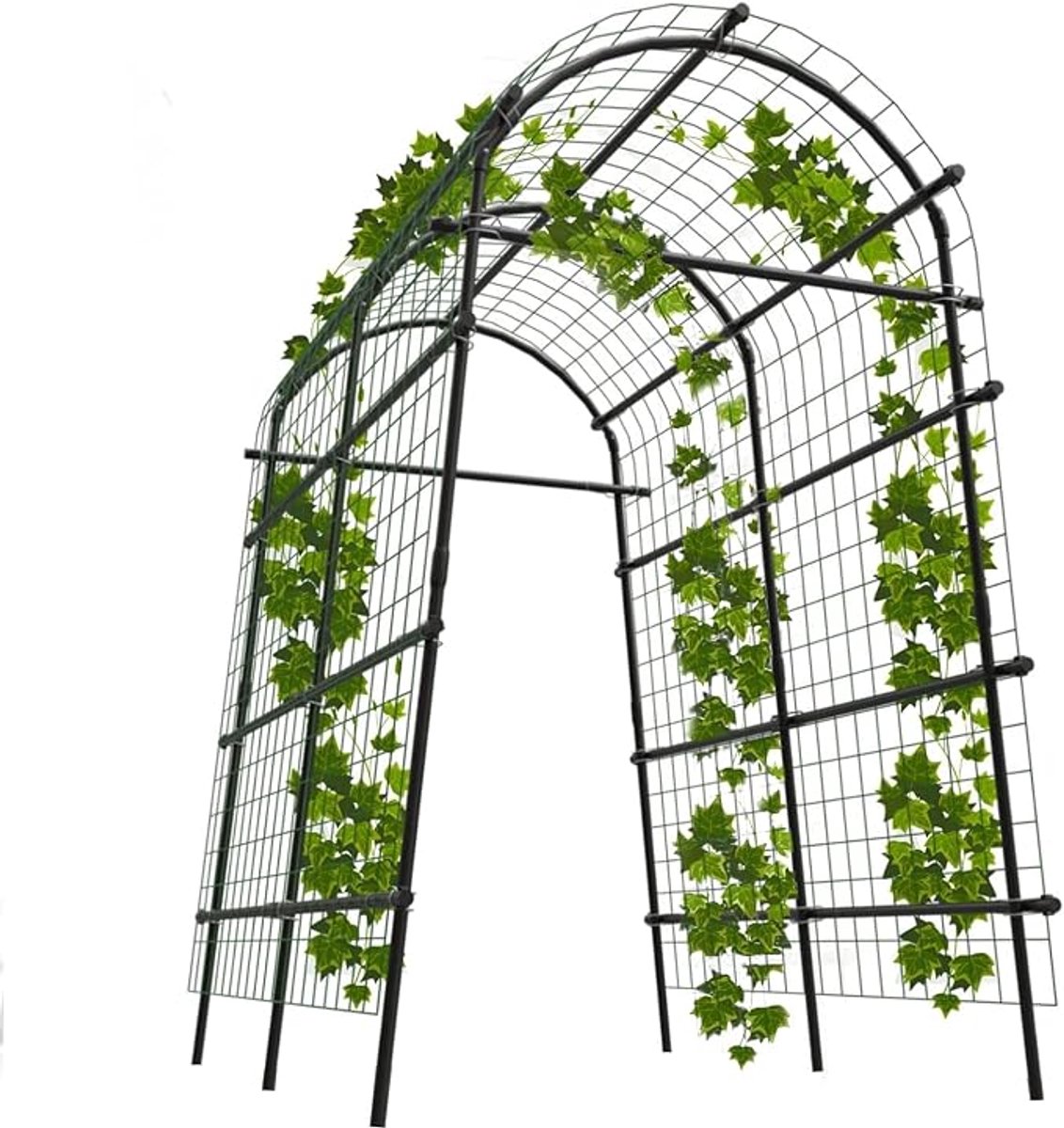 Danky boogvorm klimrek PE+metaal 115×183×230 cm, kruisclip model met 9 horizontale buizen voor moestuinplanten
