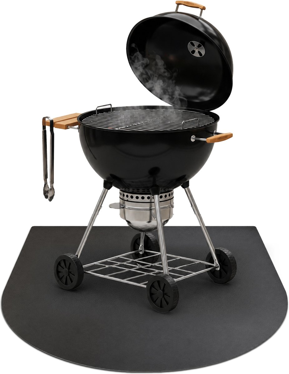Coloray Vloerbeschermer voor barbecue - Zwarte plaat onder de barbecue - 80x90 cm - Rondboog Barbecue grondbeschermer - Zwarte plaat onder de barbecue