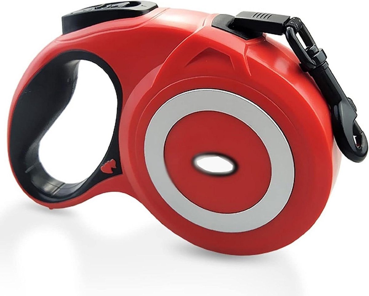Automatische Hondleiband - Rolleiband Hond - Veilig Wandelen - Ergonomische Handgreep - 5 meter - Rood