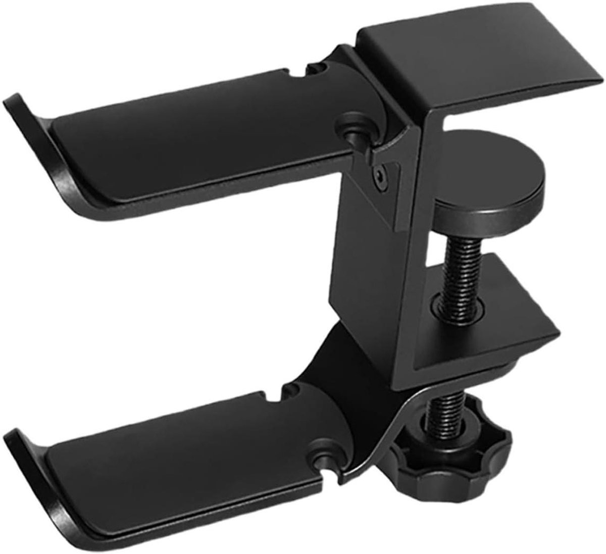Dubbele Hoofdtelefoonhouder - Oordopjes Houder Bureau - Bureau Organisatie - Zonder Boren Installeren - 12.5 cm Breed - Zwart