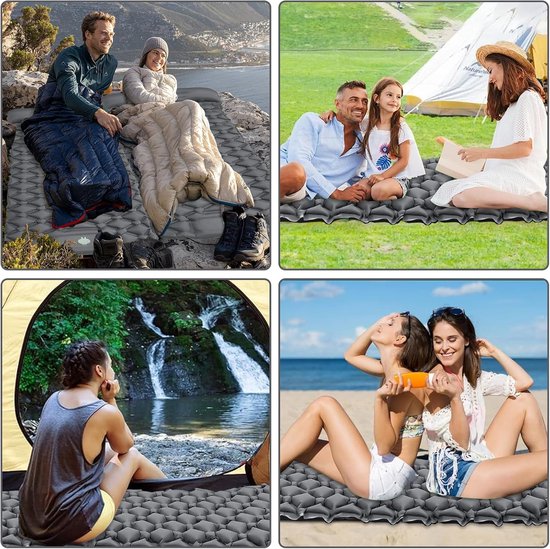 Opblaasbare Slaapmat - Kampeermatras Luchtbed - Buiten Slapen - Ingebouwde Voetpomp - 190x60cm - Grijs — afbeelding 5
