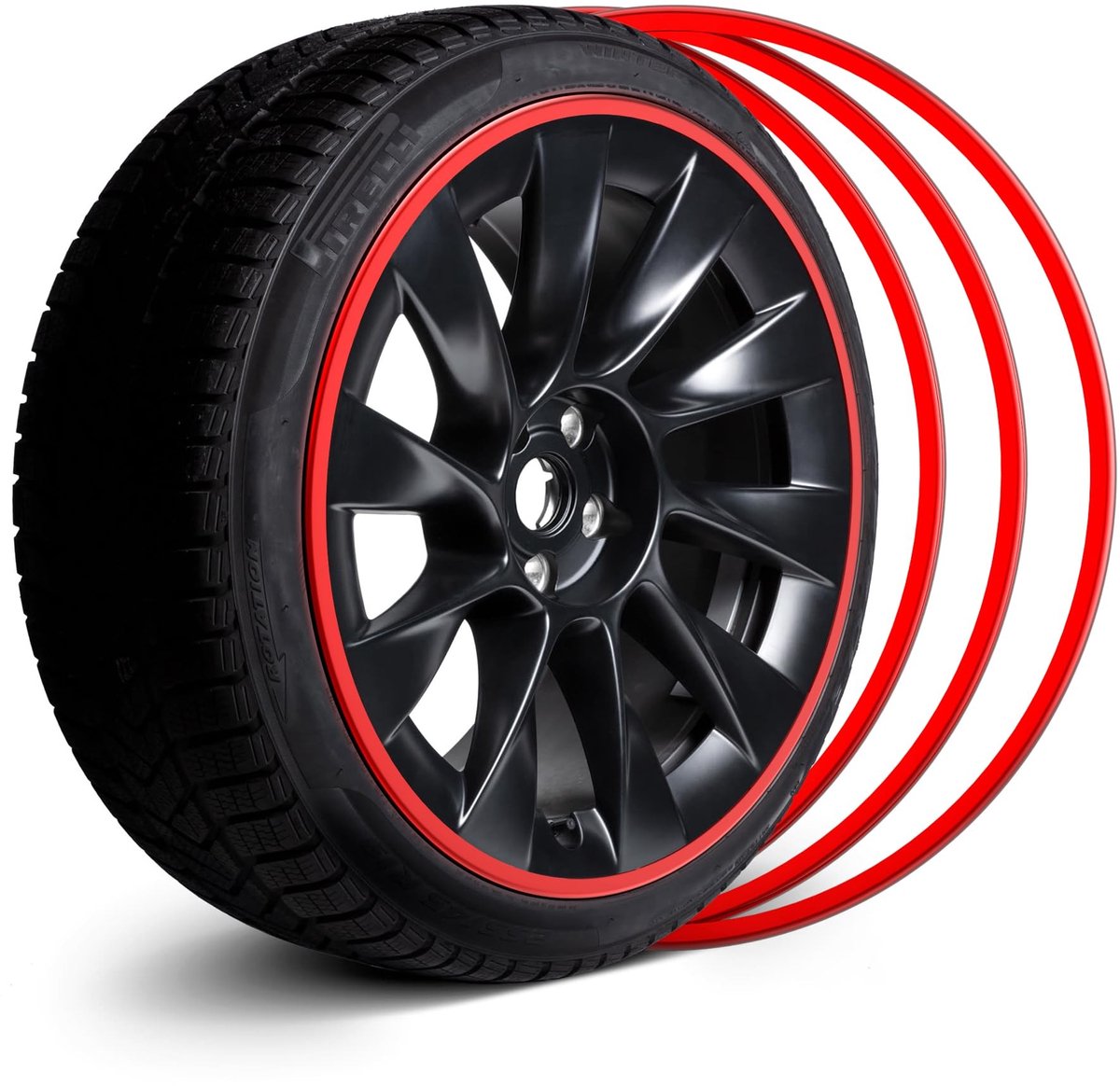 Omgoods - Set van 4 Aluminium Velgen Beschermers voor Auto's 21 Inch Rood