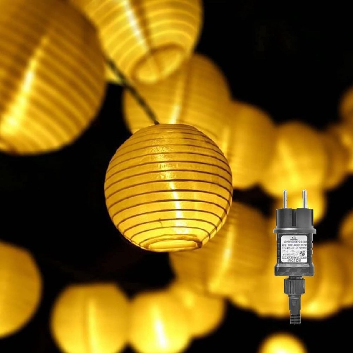 Buitenlampjes - Warmwit - 20 LED met Netzanschluss - Nylon Lampionnen Lichtketting - Voor Binnen en Buiten