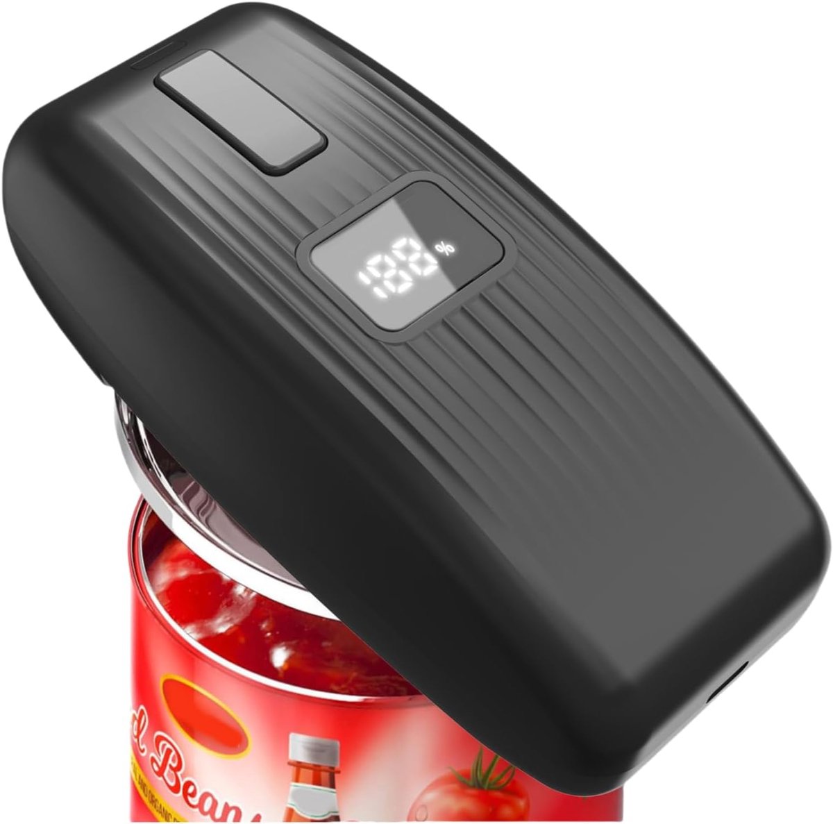 Bobypet - Elektrische Blikopener - USB Oplaadbare Automatische Blikopener met LED Display en Eén Knop Bediening - Veilige RVS Blikopener voor Seniore - Zwart