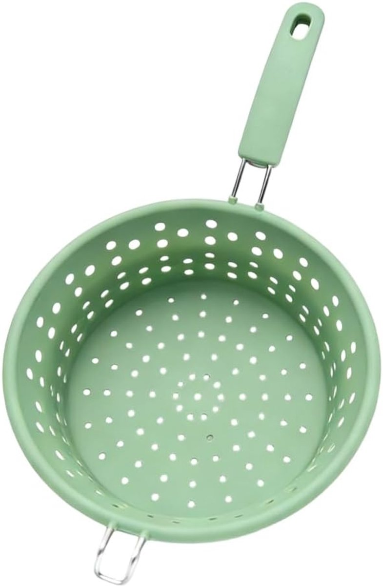 Bobypet - Opvouwbare Vergiet met Handvat - Inklapbare Siliconen Zeef en Voedselzeef voor Koken, Groenten en Pasta Drainer - Hittebestendig en Ruimtebesparend - Groen