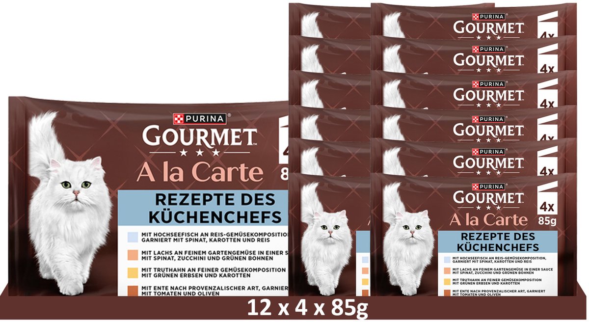 Gourmet Gourmet à la carte – met diepzeevis, zalm, kalkoen en eend (12 x 4 x 85g)