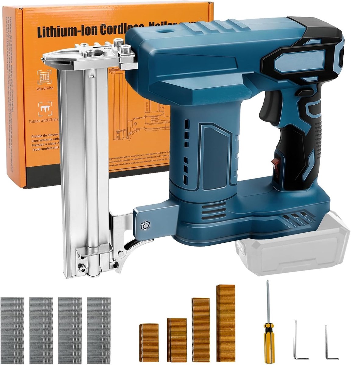 Draadloze 18GA Brad Nailer met 2-in-1 Elektrische Nietmachine, 500 Spijkers en 500 Nietjes, Ideaal voor Klussen en Houtbewerking