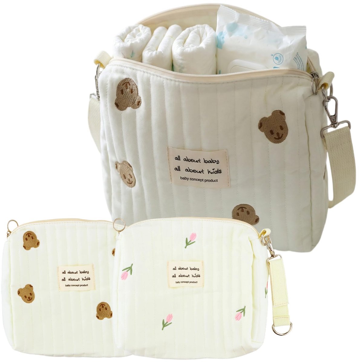 Omgoods - Set van 2 Kleine Baby Luier Tassen met Rits