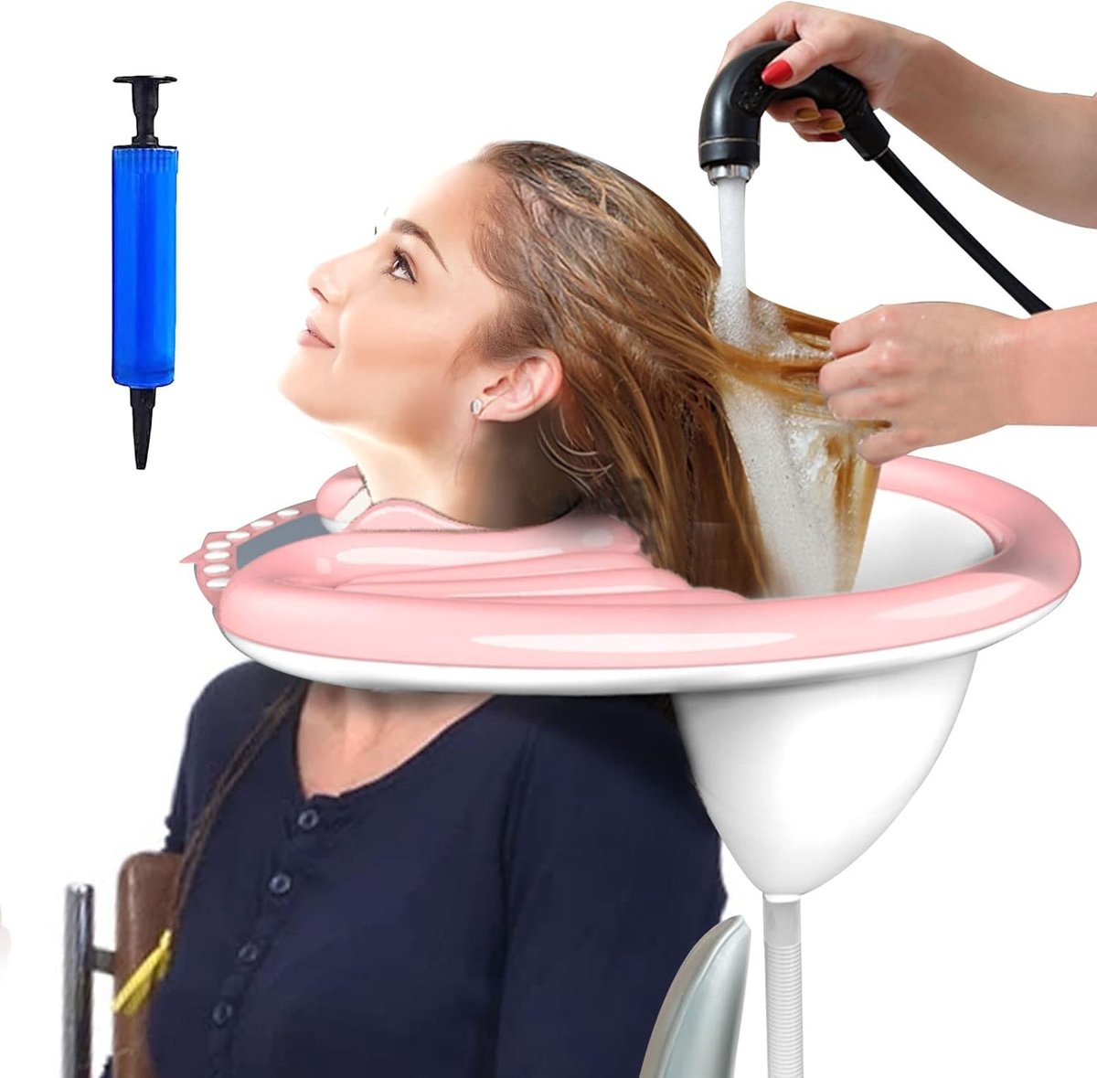 Honden wastafel - Roze - Opblaasbaar PVC - Mobiele Haarwaskom voor Ouderen en Gehandicapten
