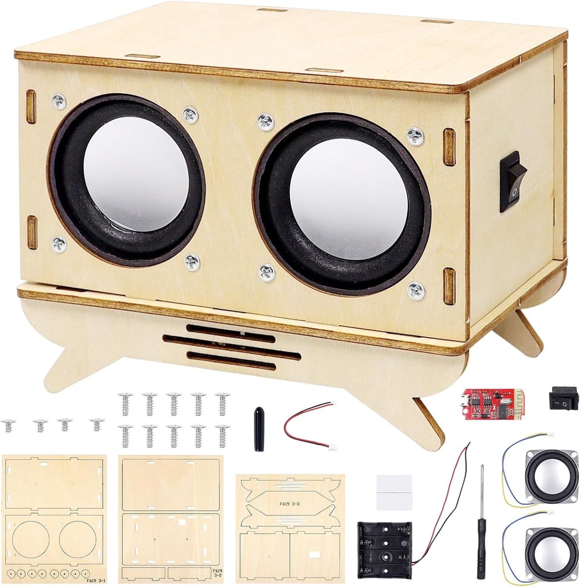 DIY Bluetooth Luidspreker - Hout - 13,5 x 7 x 10 cm - Elektronische Bouwset zonder Solderen - Voor Tieners en Volwassenen