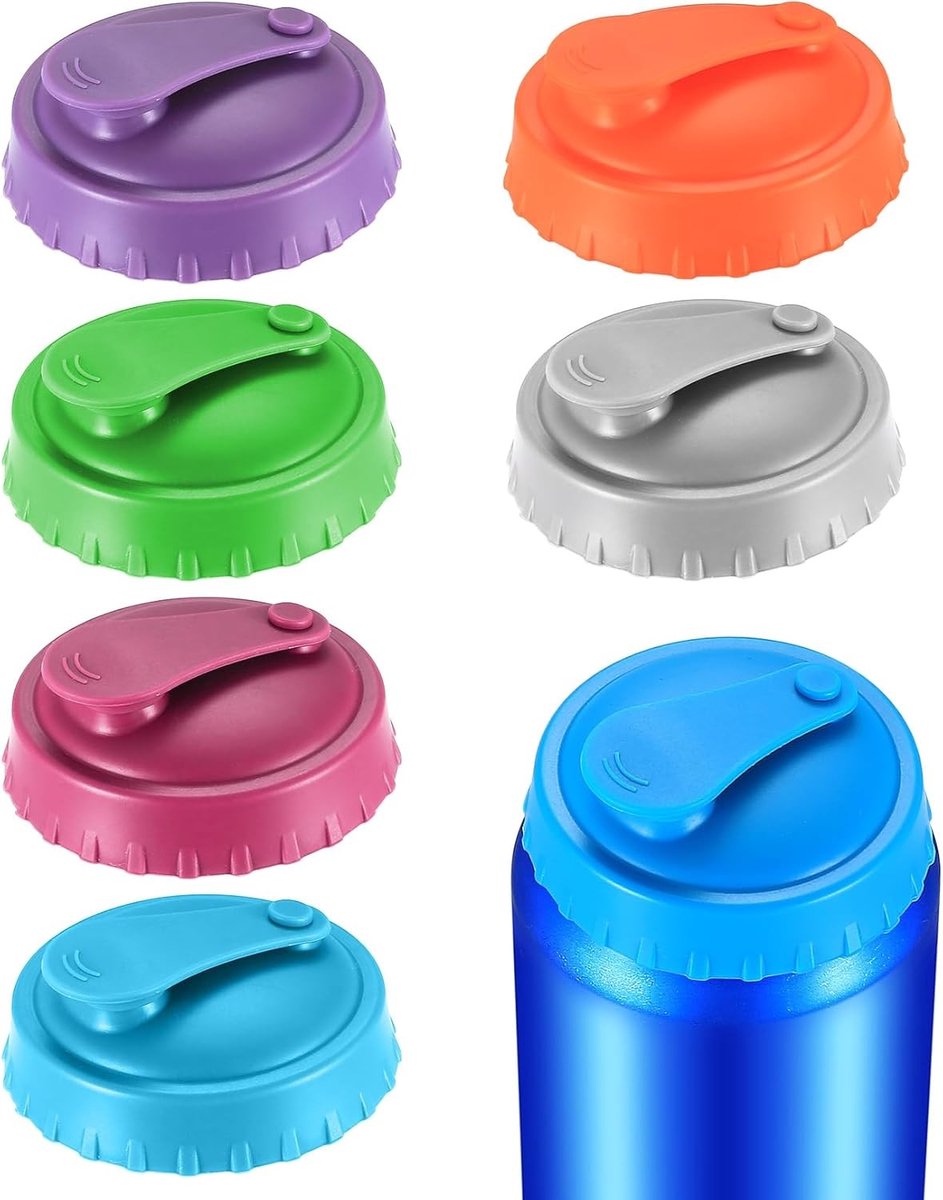 Set van 6 Herbruikbare Siliconen Deksel voor Drinkblikjes, Ideaal voor Bier en Frisdrank, Bescherming en Versheid