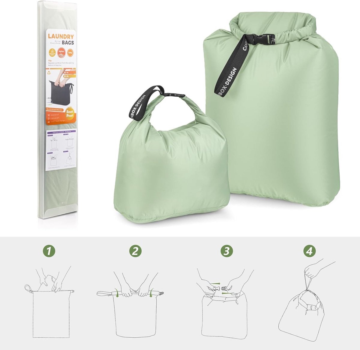 Reiswaszakken - Groen - 40L - Waterdichte Organizer voor Vuile Kleding - Voor Kamperen en Reizen