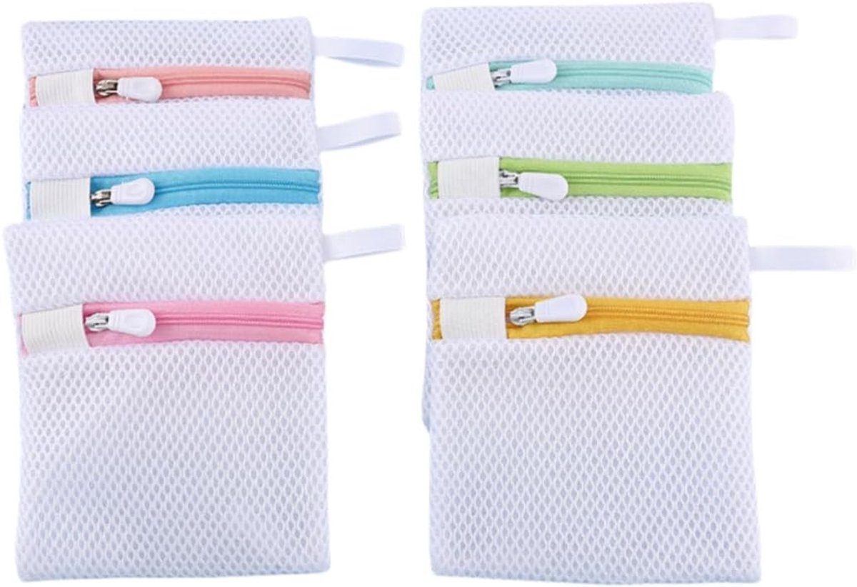 Mini Wasmachine Fijne Waszakken - Wit - 14 x 12 cm - Polyester Fijngaas Waszak voor Thuis en Hotel