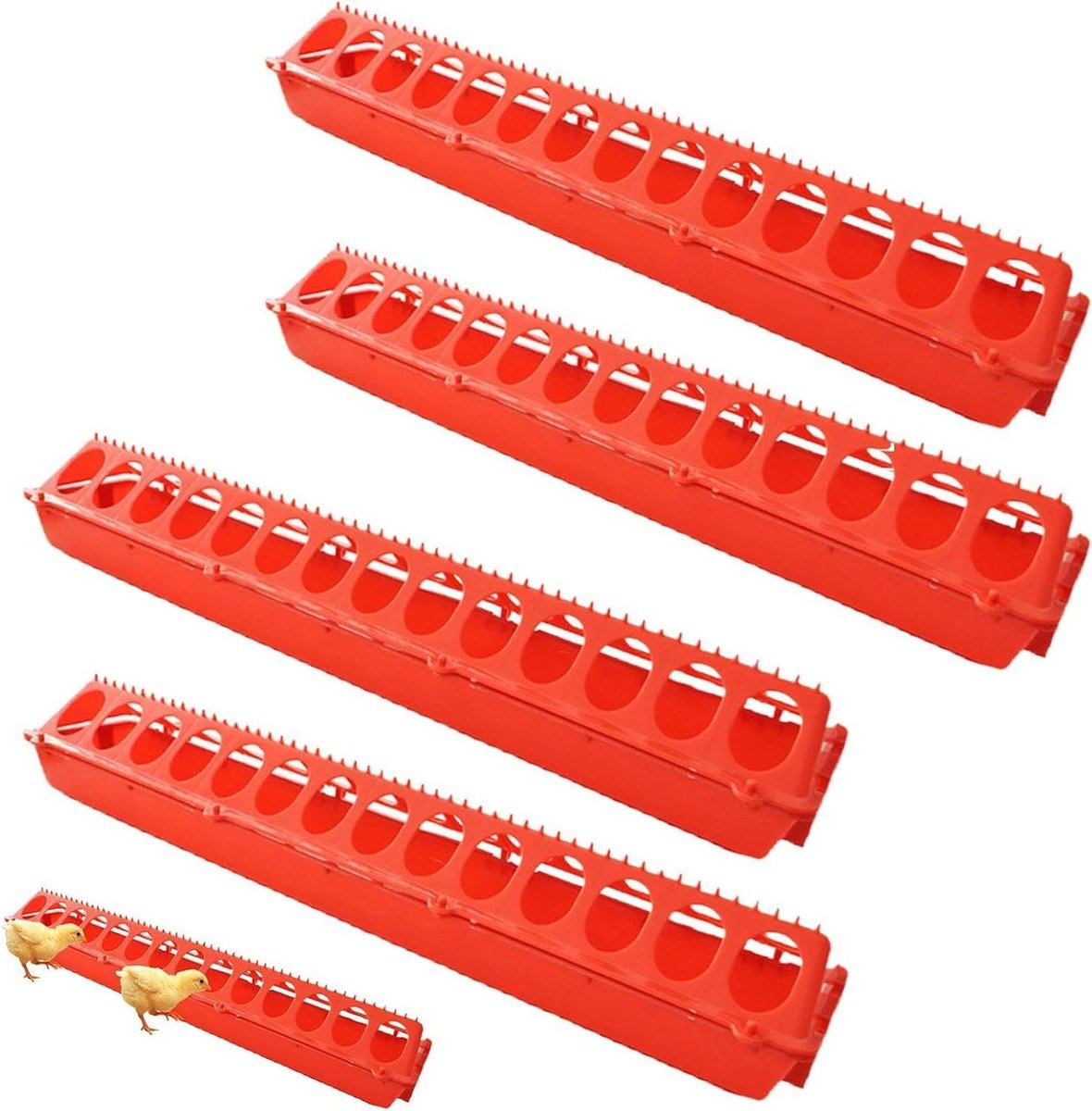 Kuiken Voerbak - Pluimvee Drinkbak - Gevogelte Voeren - Anti-Zit Systeem - 51 cm - Rood