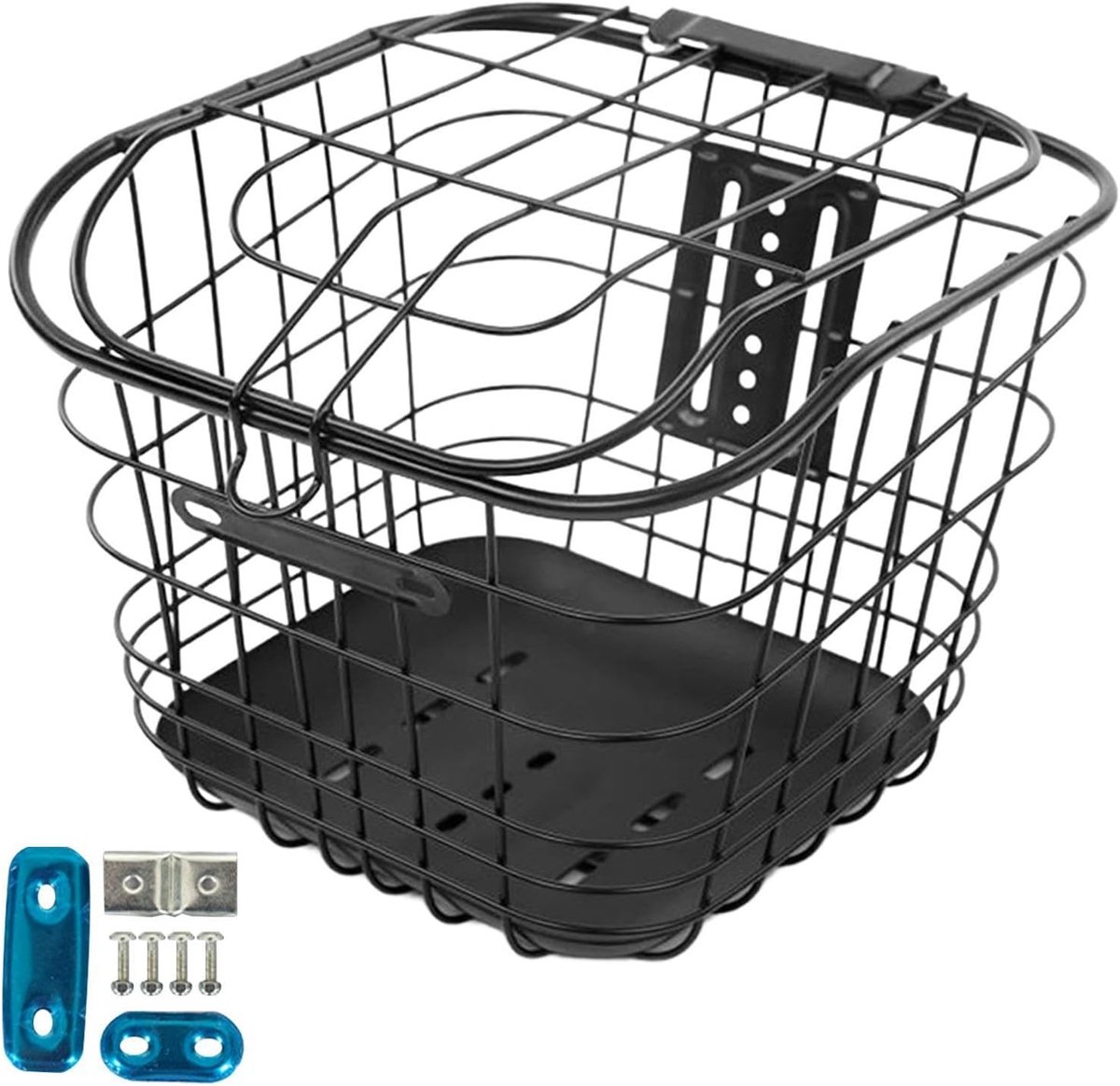 Fietsmand met Deksel - Fietsopberger Bagagemand - Fietsen Boodschappen Doen - Stevig IJzeren Frame - 32x34x26 cm - Zwart