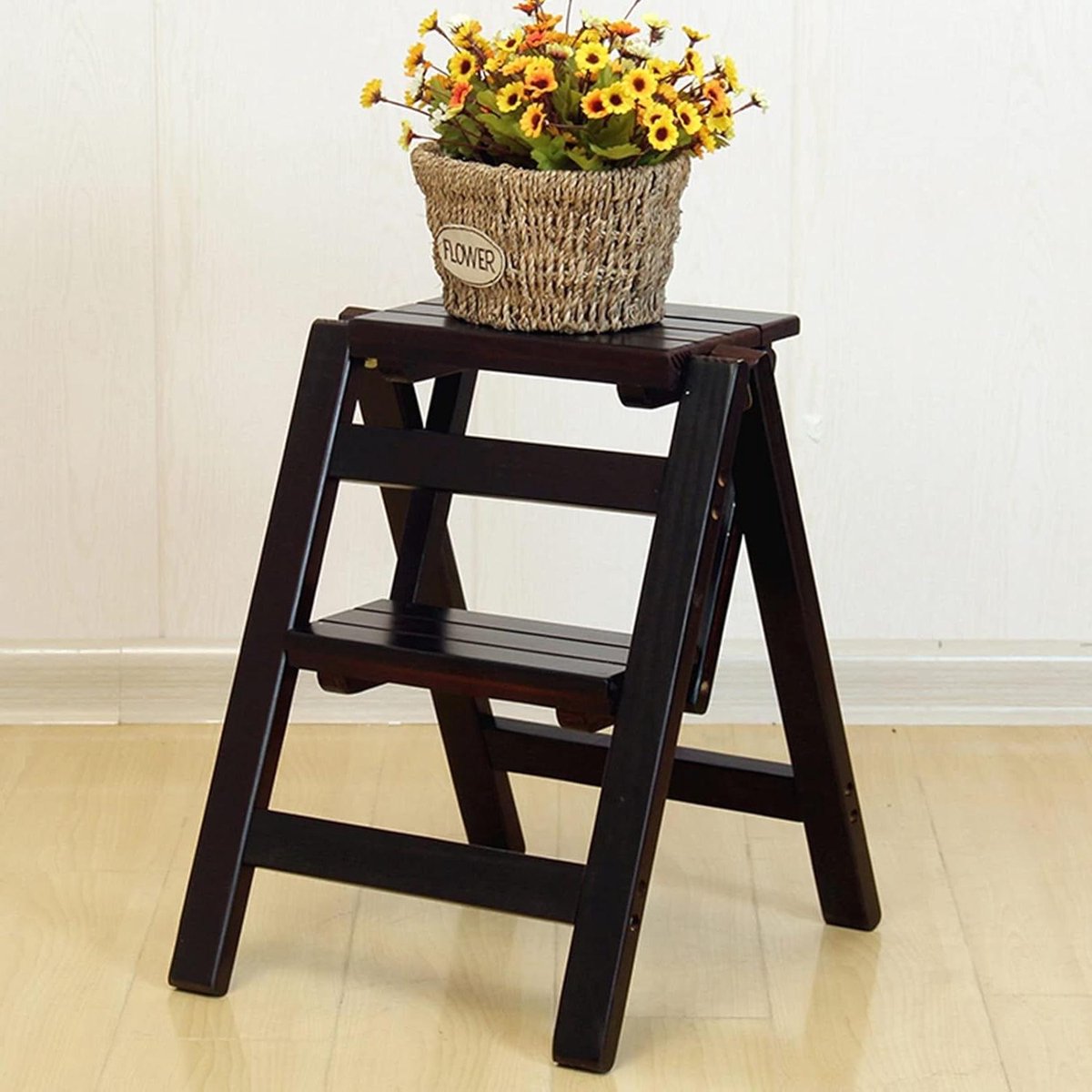 Houten Opvouwbare Trapez - Kruk Ladder - Huishoudelijk Gebruik - Draagbaar en Multifunctioneel - Niet Gespecificeerd - Houtkleur