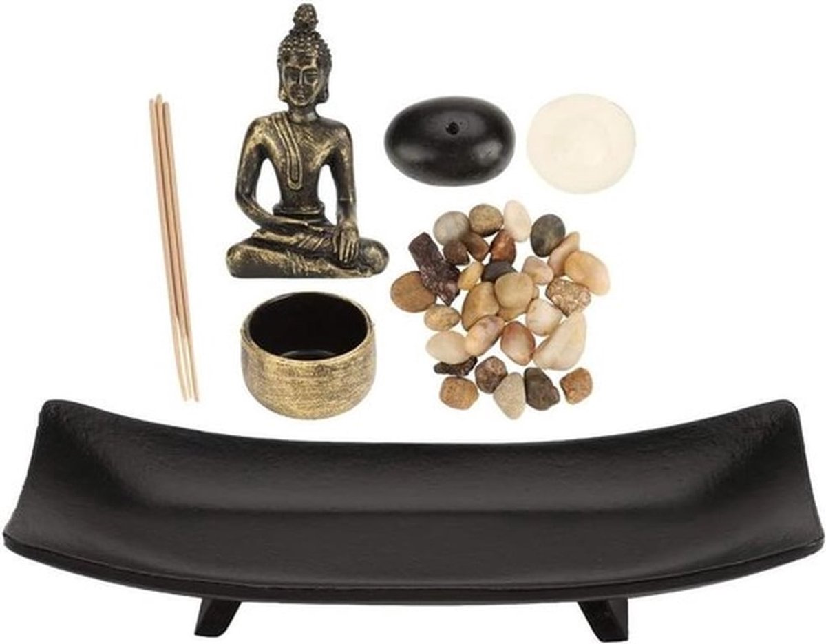 Meditatie decoratief item voor huis en tuin - Boeddha beeld met kaarsen- en wierookhouder - Zen sfeercreatie