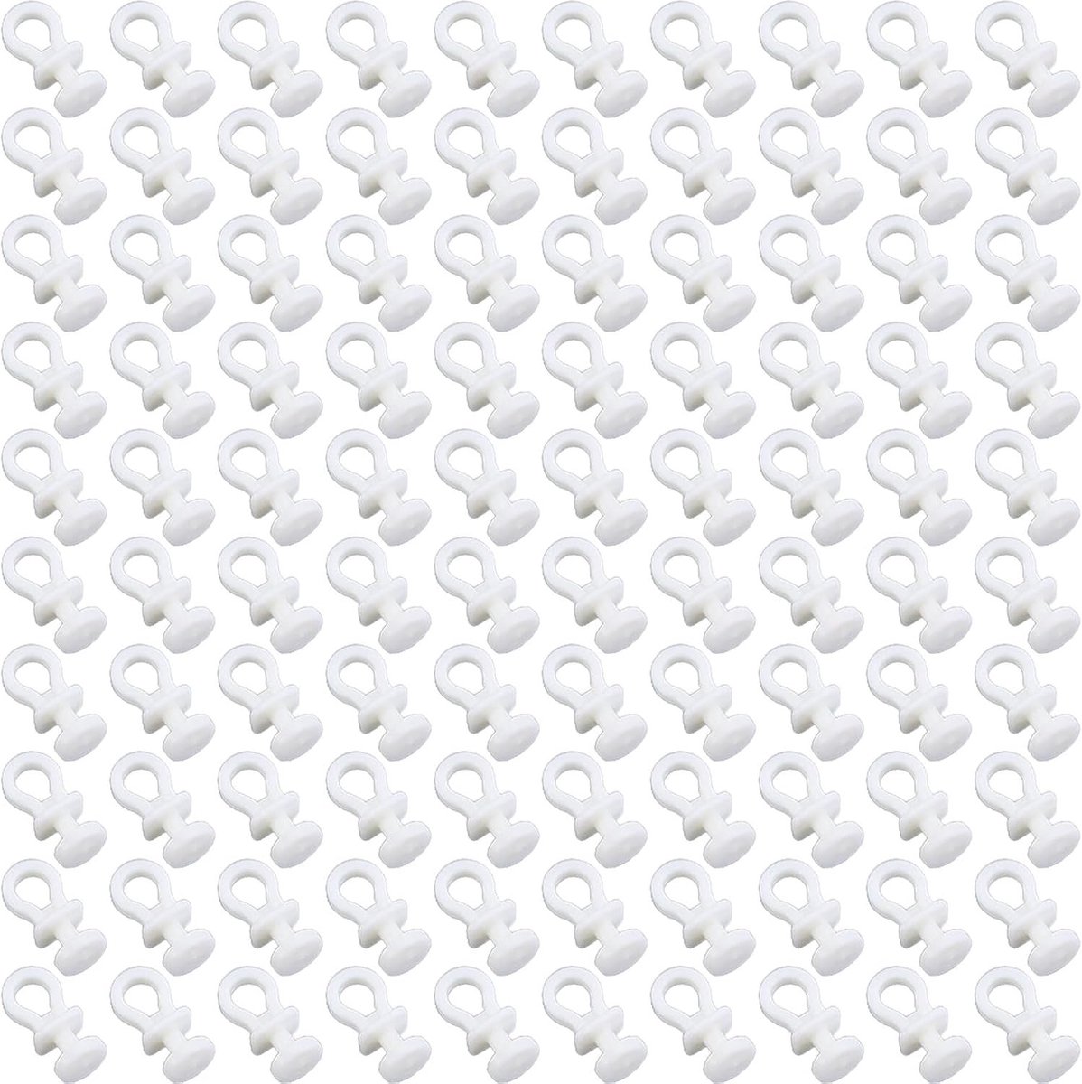Gordijnhaken - Wit - 23 x 10 mm - Kunststof Glijders voor Gordijnrails - Voor Deur- en Douchegordijnen