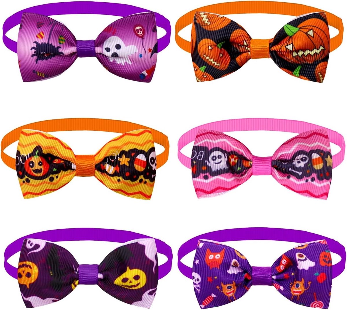 6 Stuks Halloween Hondenstrikjes - Verstelbare Tuxedo Strik voor Honden en Katten, Ideaal voor Feestjes en Verzorging Accessoires
