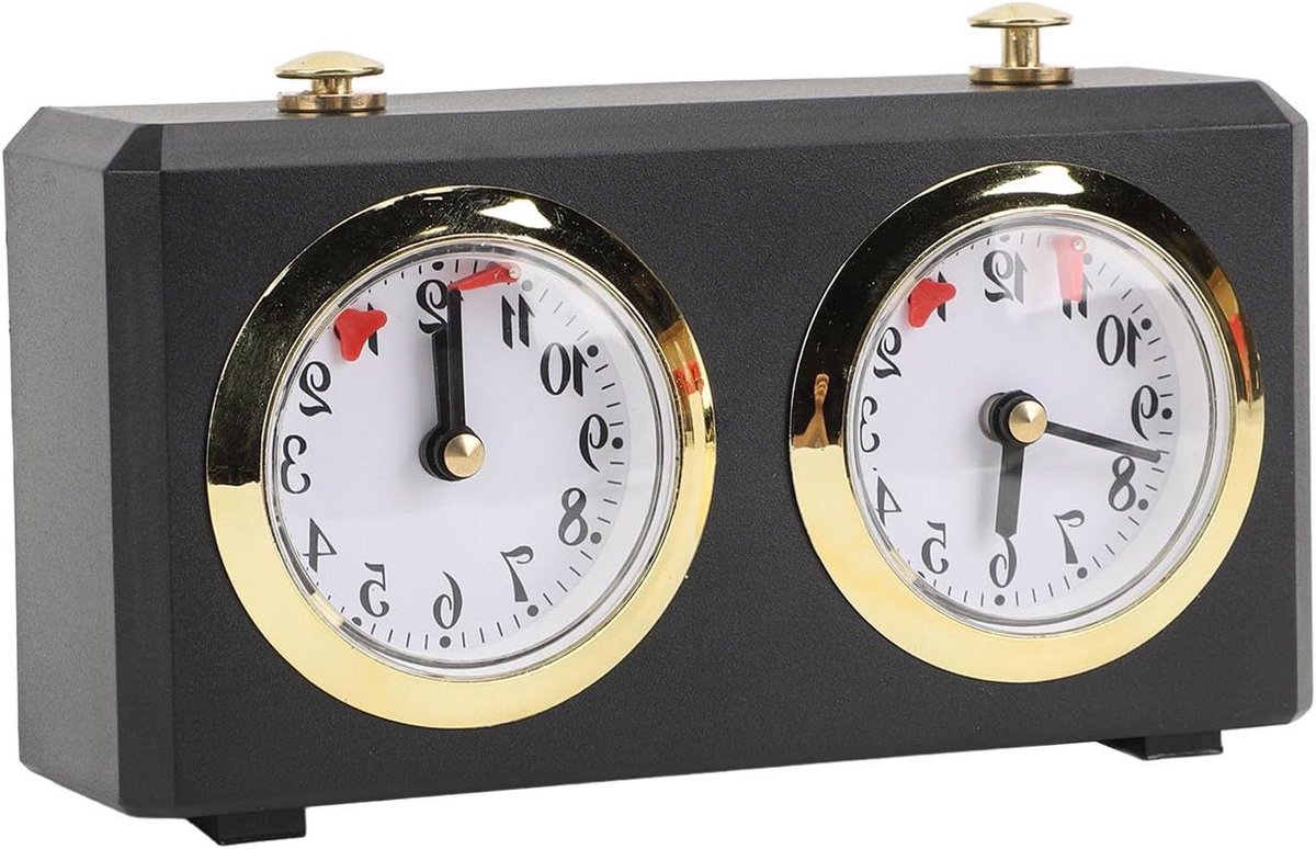 Opwindbare Schaakklok - Analoge Timer - Spel Meten - Geen Batterijen Nodig - 19 x 12 x 7 cm - Zwart