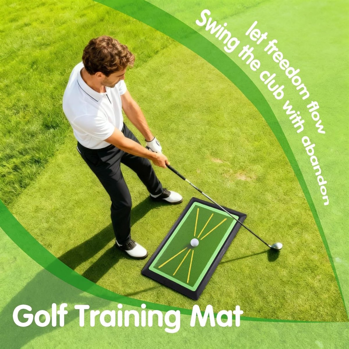 Golf swing trainingsmat met directe feedback op slagen, ideaal voor binnen en buiten, verbetert precisie, balcontact en consistentie voor golfers