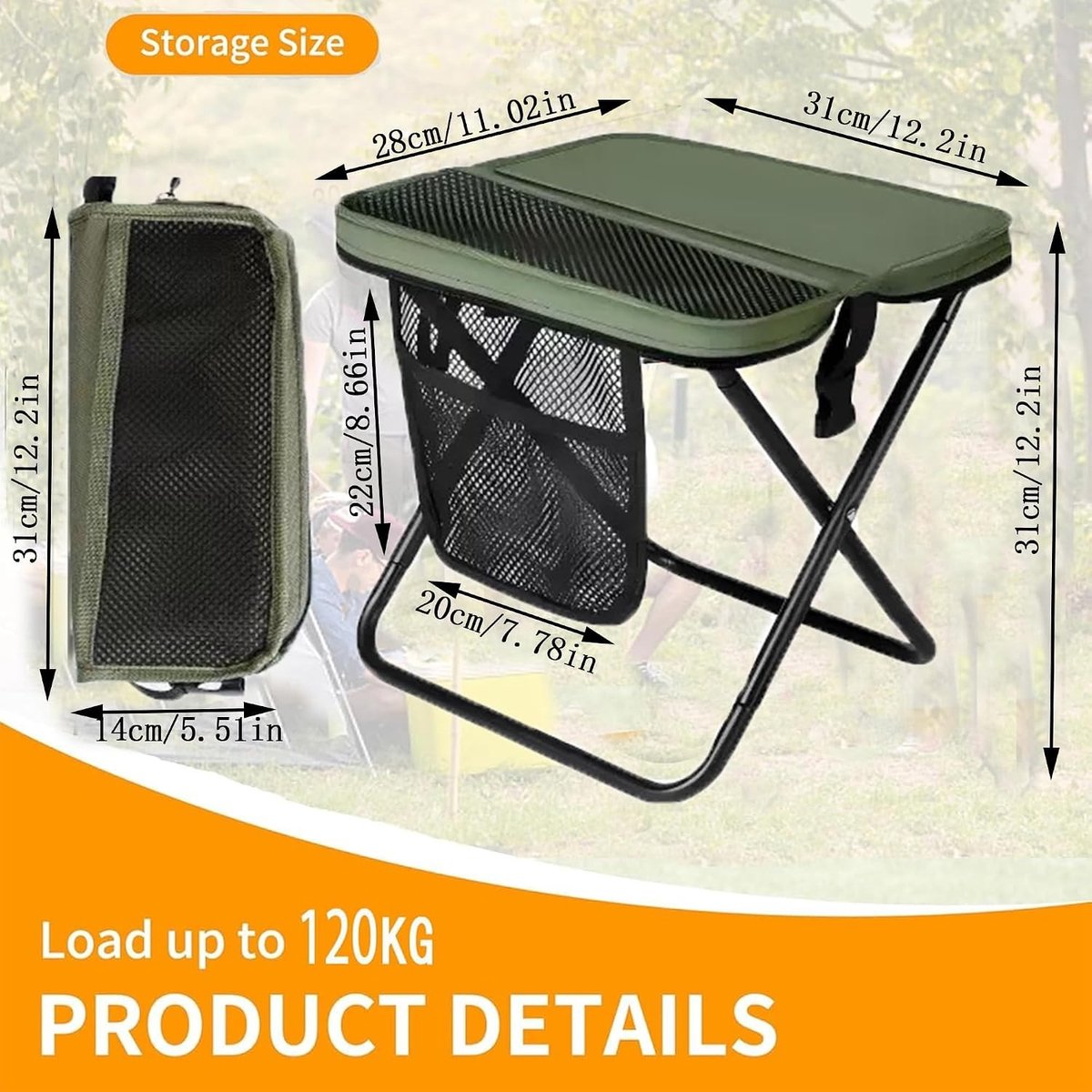 Campingstoel kind - Groen - 31 cm - Opvouwbare Klapkruk van Oxford Stof - Lichtgewicht en Draagbaar