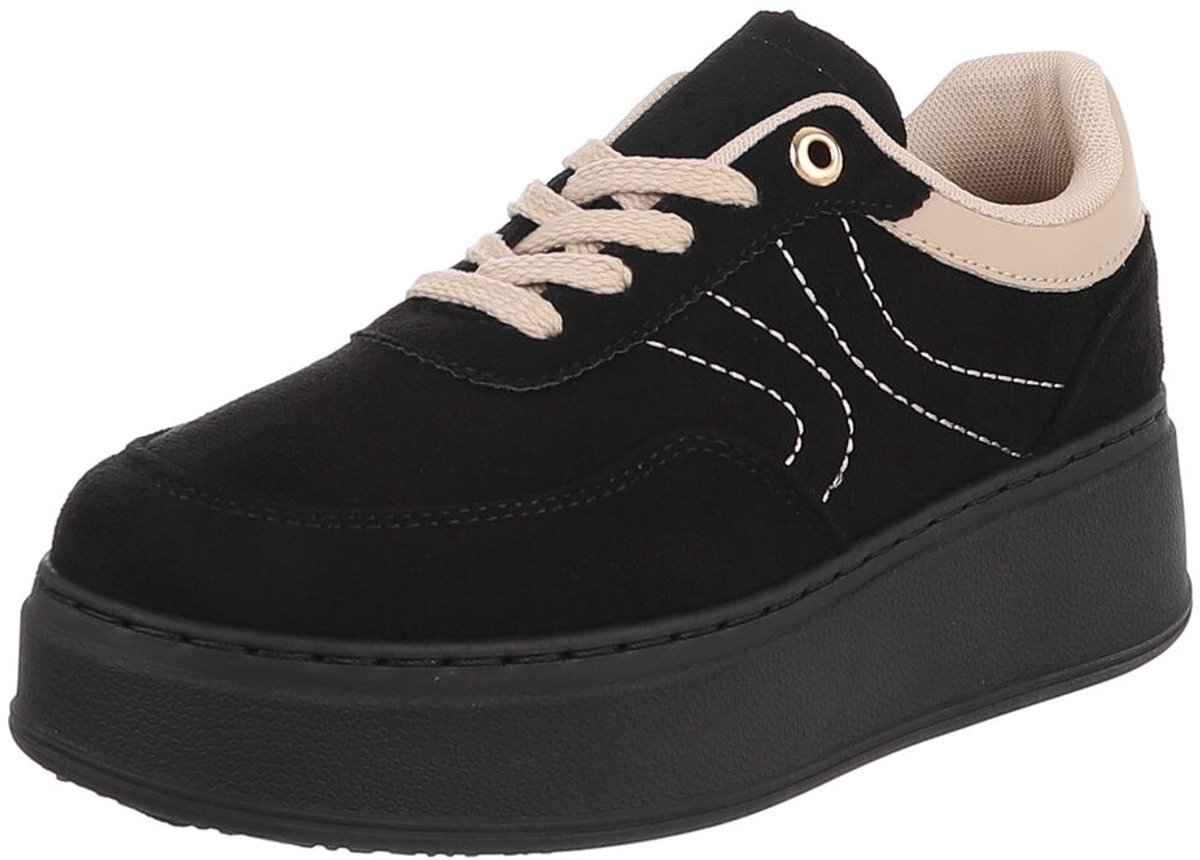 Sneaker - Platformzool en vetersluiting - Casual gebruik Mt:37