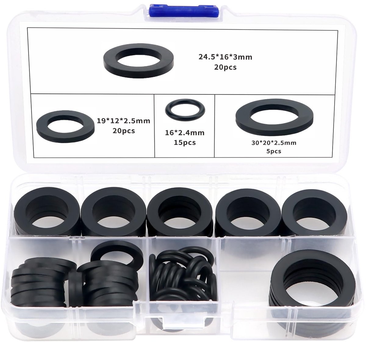 60 Stuks Slangringen Set, Rubberen Kraanafdichtingen, O-Ringen voor Douche en Tuinslang Aansluitingen, Geschikt voor 1/2, 3/4 en 1 Inch Waterkranen