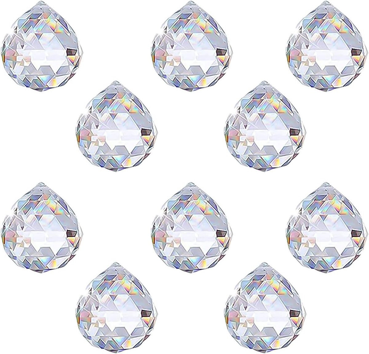 10 Stuks 20mm Glazen Ballen Prismas voor Suncatchers - Decoratie voor Raam en Huis met Regenboog Effect