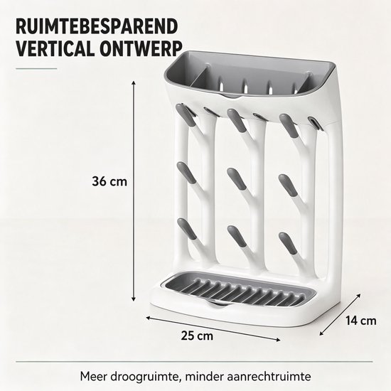 Flesdroogrek Baby - Ruimtebesparend - Met Lekbak - Voor Flessen & Beker — afbeelding 5