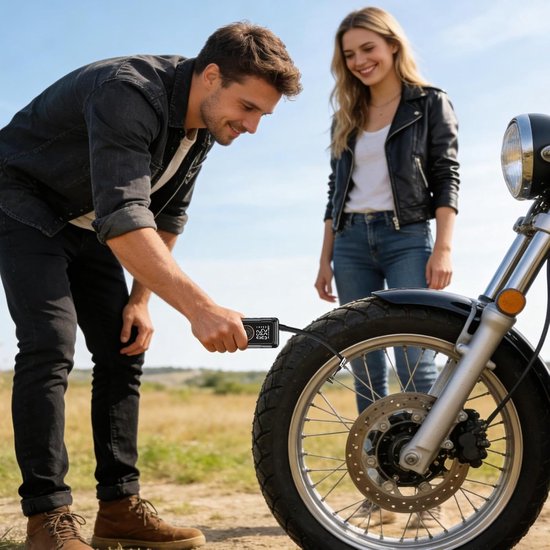 Draagbare Bandenpomp - Fietspomp Auto - Banden Oppompen - Automatische Uitschakeling - 3000 mAh - Zwart — afbeelding 5