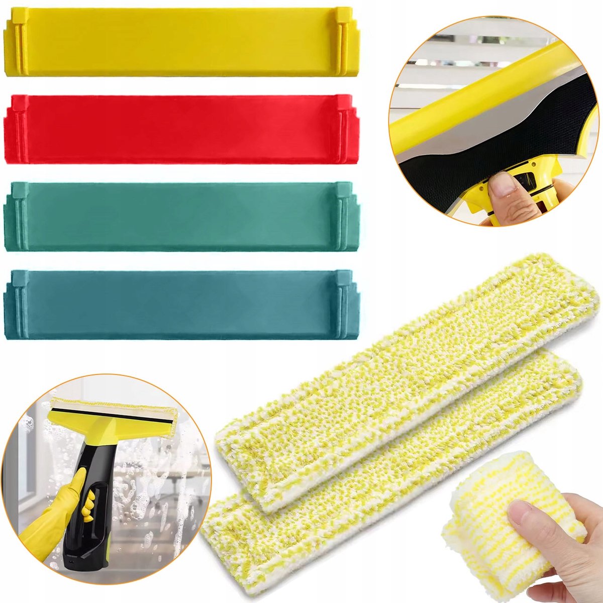 Rosfix Accessoireset Vervanging Set - Microdoeken 2x en Rubberlist 4x - 28 cm, Wasbaar - Geschikt voor Kärcher