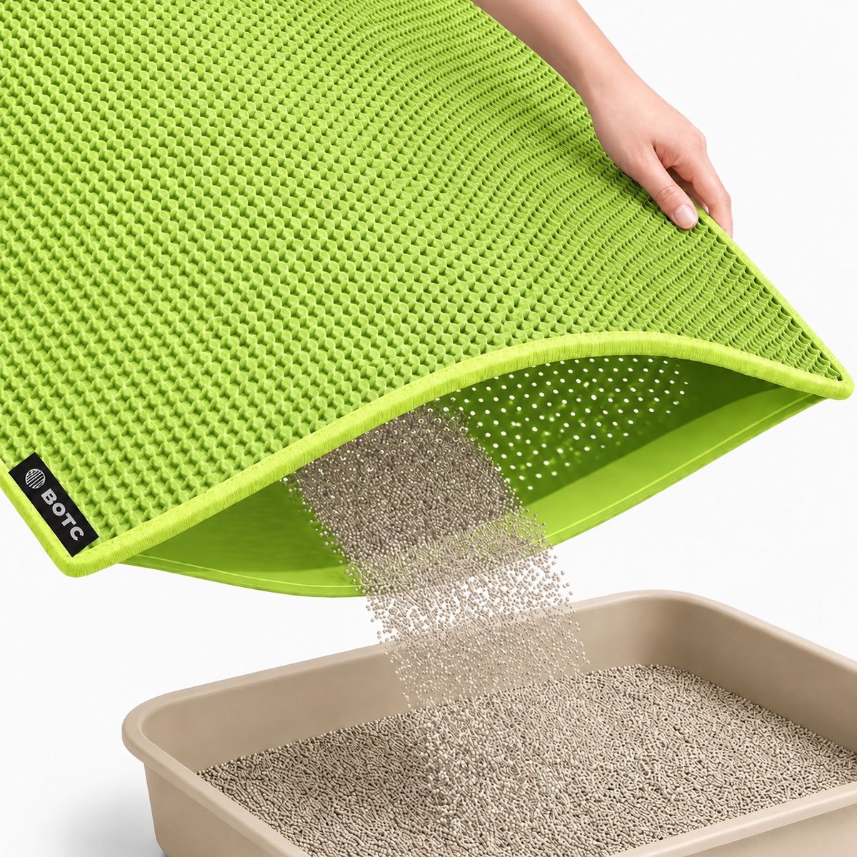 BOTC Kattenbakmat XL - Dubbellaags - 60x45 cm - Waterdicht - Urinebestendige opvangmat - 1 stuk - Groen