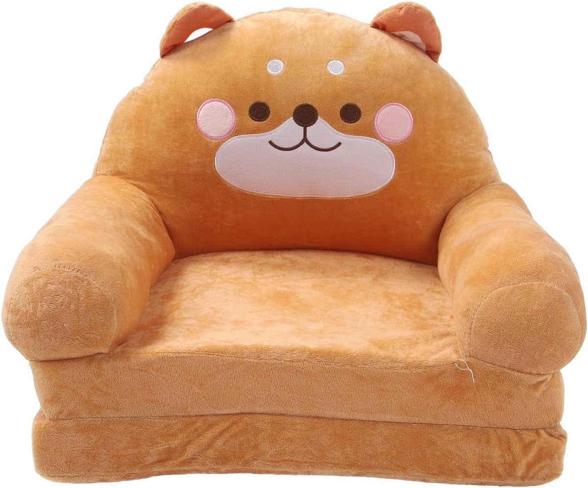 Kinderbank - Kindersofa Poef - Ontspannen Lezen - Dubbel Gevouwen - 50 x 41 x 24 cm - Bruin
