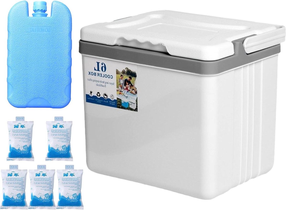 Geïsoleerde IJskist - Draagbare Koeler - Outdoor Avonturen - Efficiënte Temperatuurregeling - 6 Liter - Wit