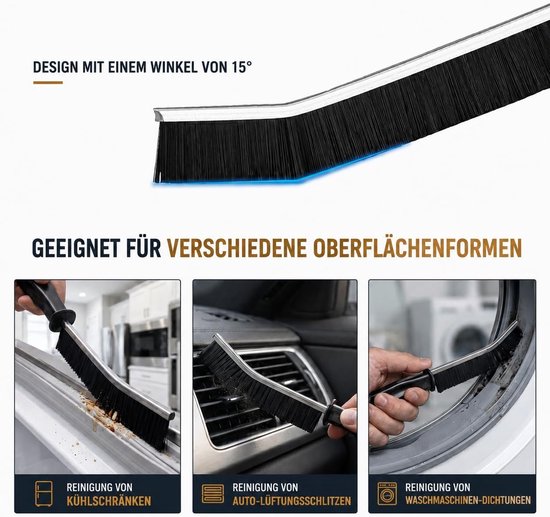 Dieptereinigingsborstels - Voegenborstels - Spleten Reinigen - Ergonomisch Handvat - 3 Stuks - Zwart — afbeelding 3