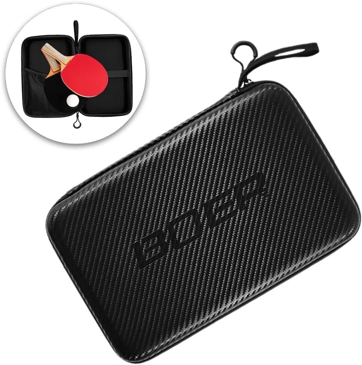 Waterdichte Tafeltennis Racket Tas met Ballen Vak - Schokbestendige Ping Pong Peddel Hoes