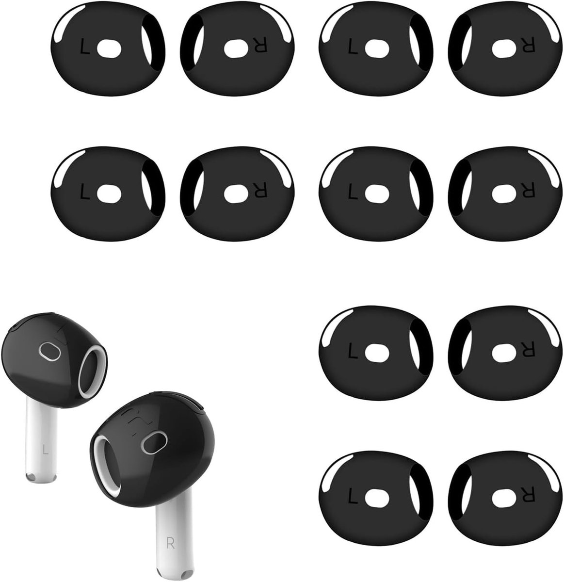 6 Paar Vervangende Oordopjes, Beschermende Case, Silicone Oordopjes, Geschikt voor Oordopjes, Antislip Pads, Zacht Rubber, Ideaal voor Draagcomfort en Bescherming