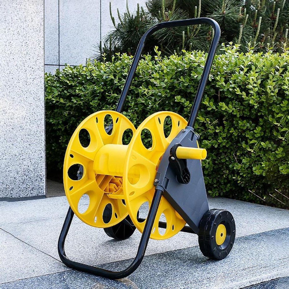 Slanghaspel Kar - Slangwagen Tuin - Slangen Opbergen - Grote Capaciteit - 50 Meter - Zwart Geel