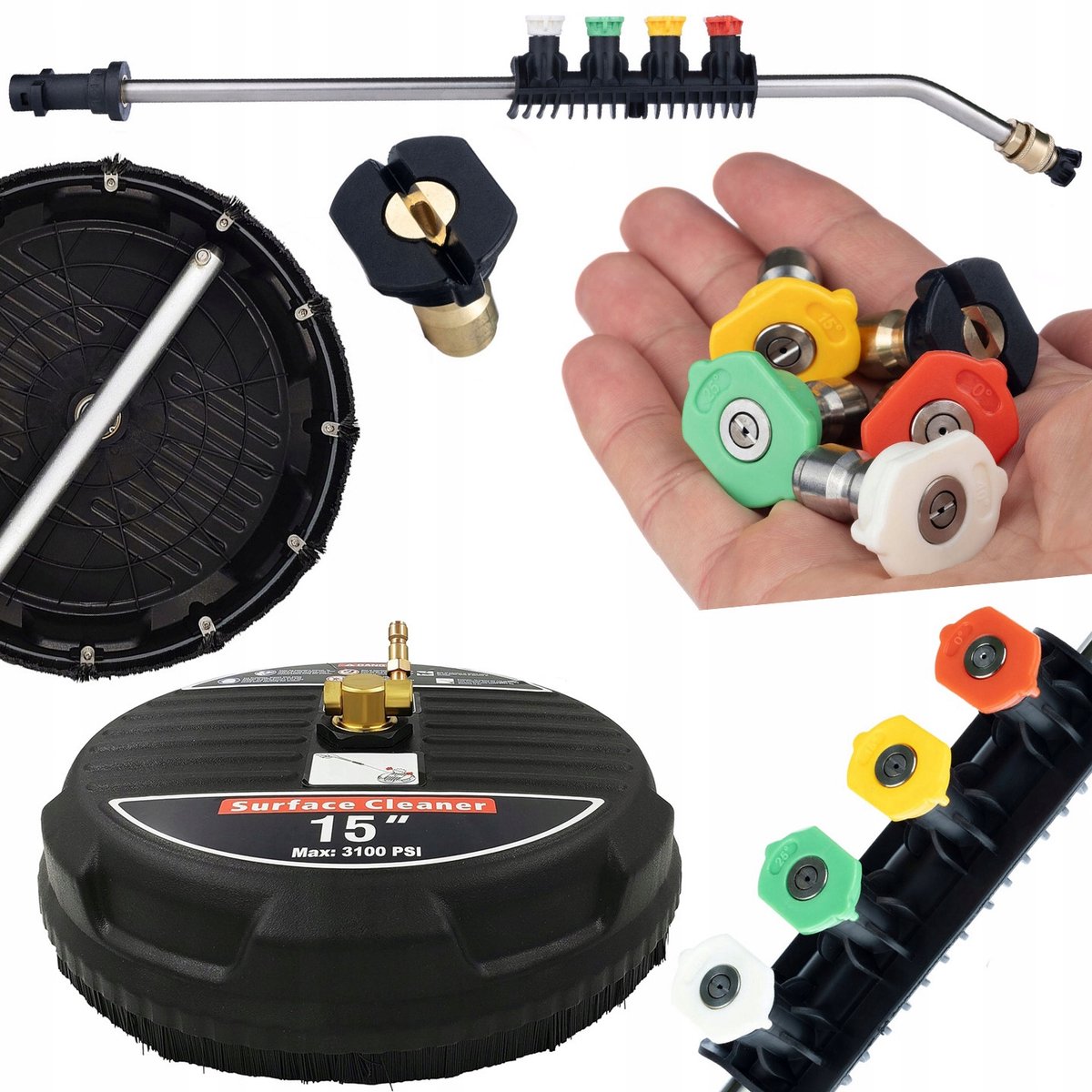 Rosfix Reinigingsset Hogedruklans Set - Professionele T-Racer 15" Borstel