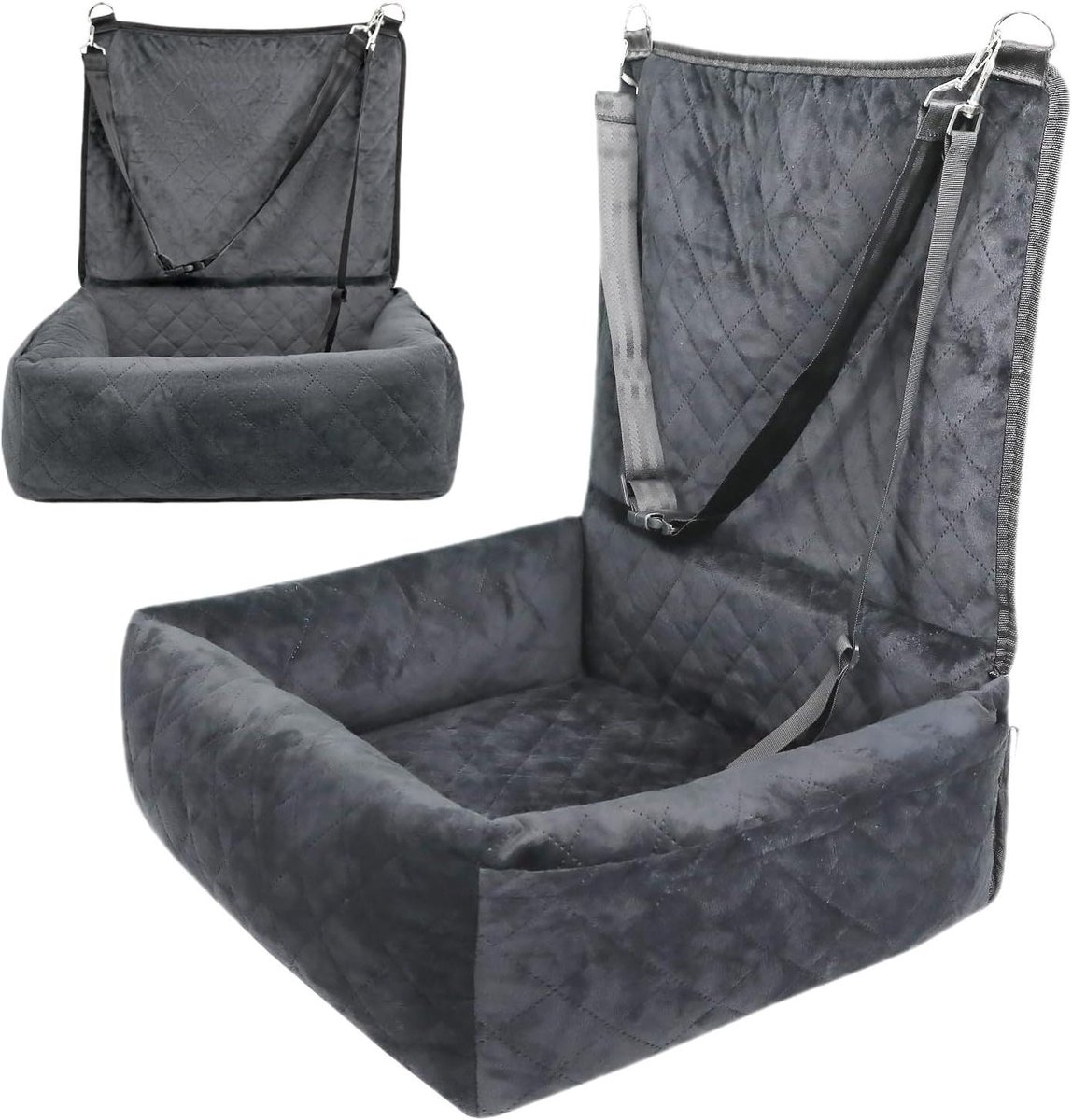 Autostoeltje voor Honden - Puppy Autostoel - Veilig Reizen - Trillingsabsorberende Basis - 43.51 x 23.5 x 14.5 cm - Grijs