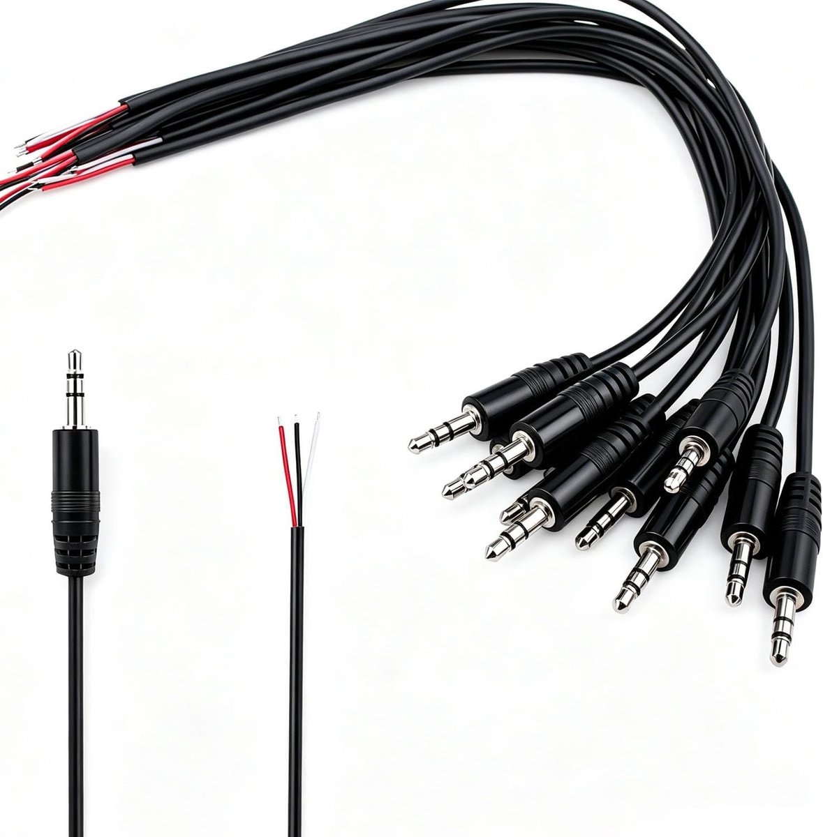 10 Stuks 3.5mm TRS 3 Pin Audio Plug voor Solderen, Mini Stereo Jack Kabel voor Reparatie van Hoofdtelefoon en Audioapparatuur (30cm)