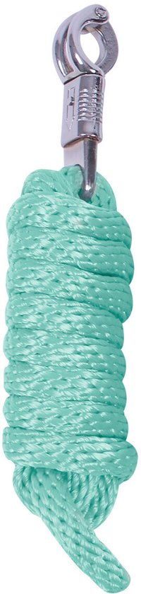 Turquoise halstertouw met zilveren paniekclip.