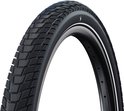 Zwarte fietsband met reflecterende zijkant en een grof profiel. Geschikt voor e-bikes.