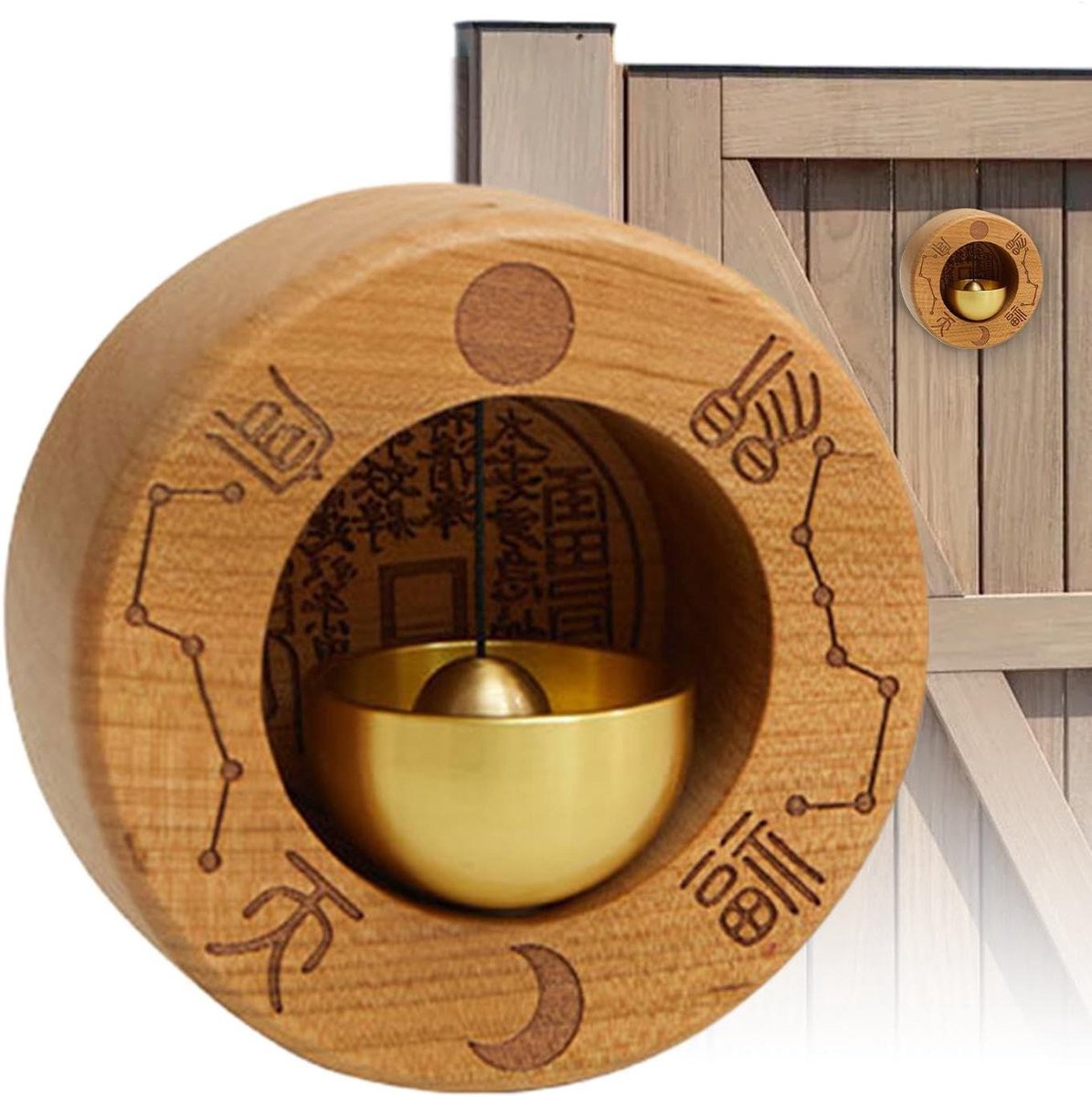 Magnetische Deurbel - Houten Messing Bel - Voordeur Decoratie - Eenvoudige Bevestiging - 9x9x4 cm - Niet gespecificeerd