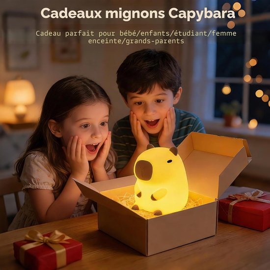 Capybara Lamp - 3 Standen Dimbaar - Lampje Slaapkamer - Schattig Capibara - Siliconen - Lampje Slaapkamer - Siliconen - bang in het donker - Kinder nachtlampje - Slaap - Nachtlamp Maatjes - Leuke Slaapkamerdecoratie - Geboorte- of Kindercadeau — afbeelding 3
