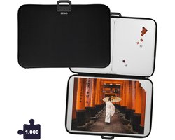 Puzzelmap tot 1000 Stukjes - Puzzelbord met Handvat en Ritssluiting - Lichtgewicht en Antislip Puzzelmat - Ideaal voor Thuis, Reizen en Vakantie - Zwart - BREND BR-2246